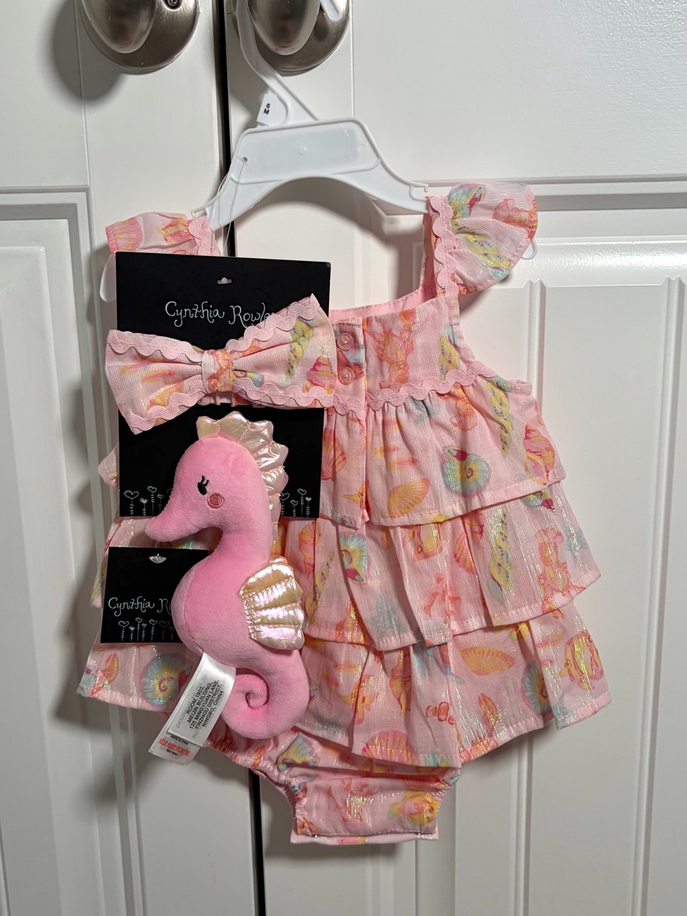 Seaside Ruffle Baby Dress with Bow in Pink